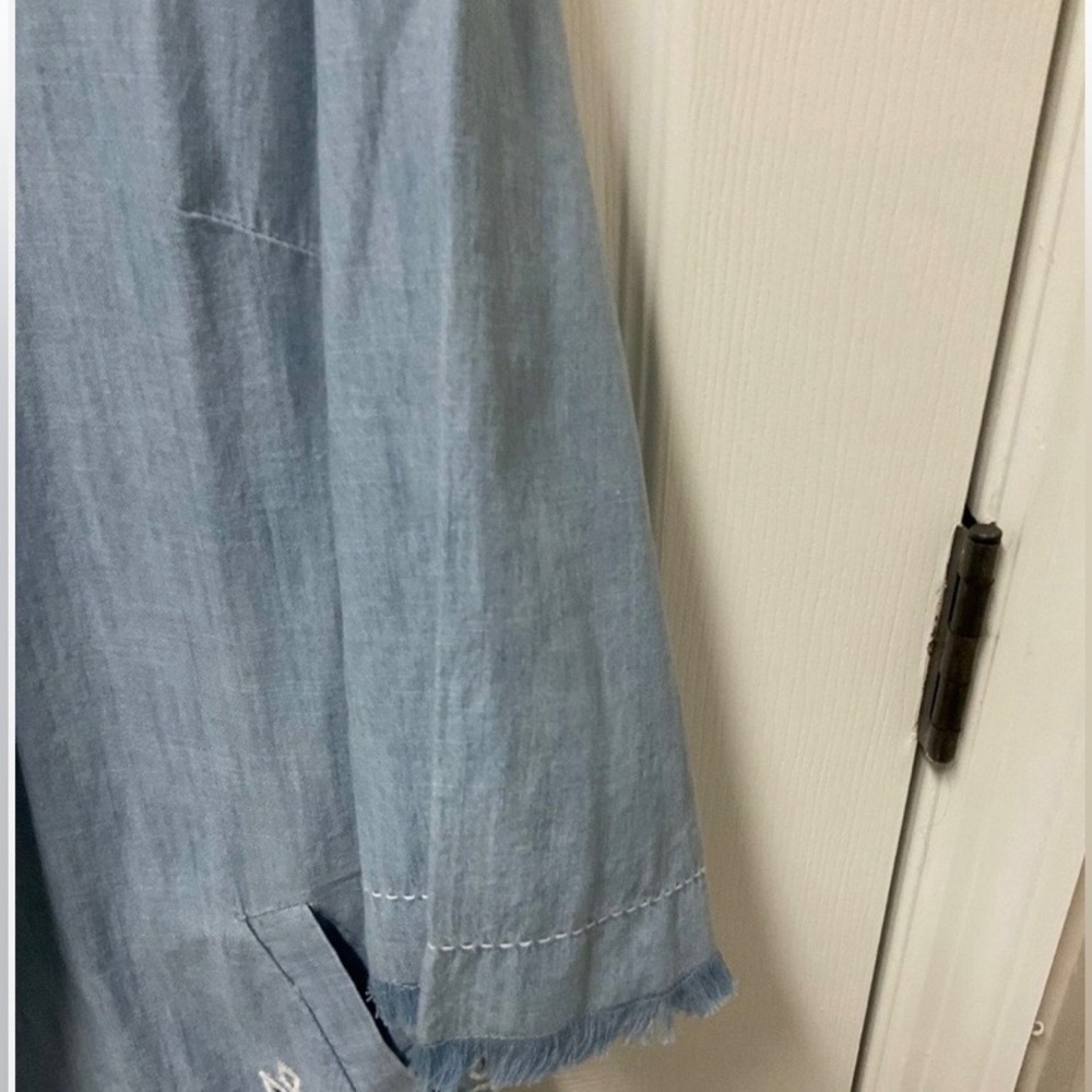Chico's Sky Blue Chambray Eyelet Front Jacket - Picture 4 of 7